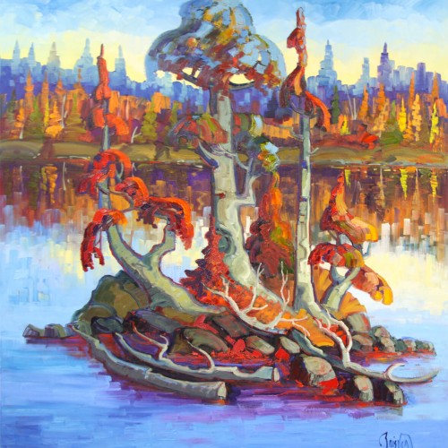 L'arbre penché aux couleurs d'automne - Normand Boisvert