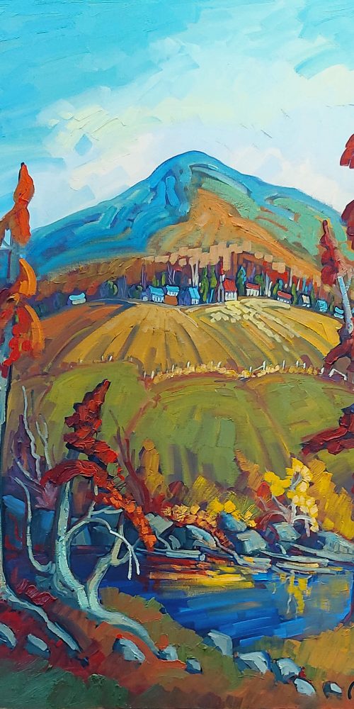 Village à la montagne bleu - Normand Boisvert