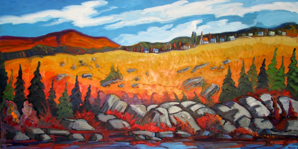 Village à la montagne - Normand Boisvert
