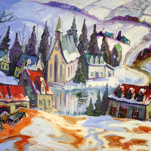 Reflet d'un village, Charlevoix - Normand Boisvert